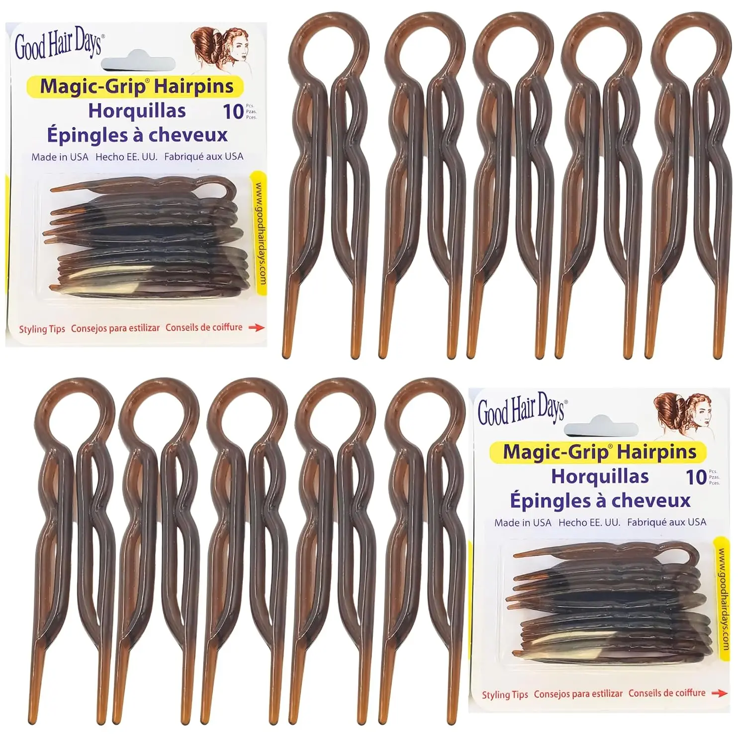 

U-Shaped Hairpins for Fine, Thick, Curly & Long Hair - Strong Hold, Invisible - Set of 20