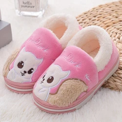 Toddler Girls Slippers Winter Shoes Kids Casual Home Wear Baby Warm Anti-slip Loafers Cartoon Squirrels Children House Footwear