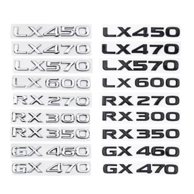 Car 3D ABS Logo For Lexus GX470 LX570 LX600 RX350 RX300 Emblem Number Letters Sticker Car Trunk Badge Adhesive Decal Accessories