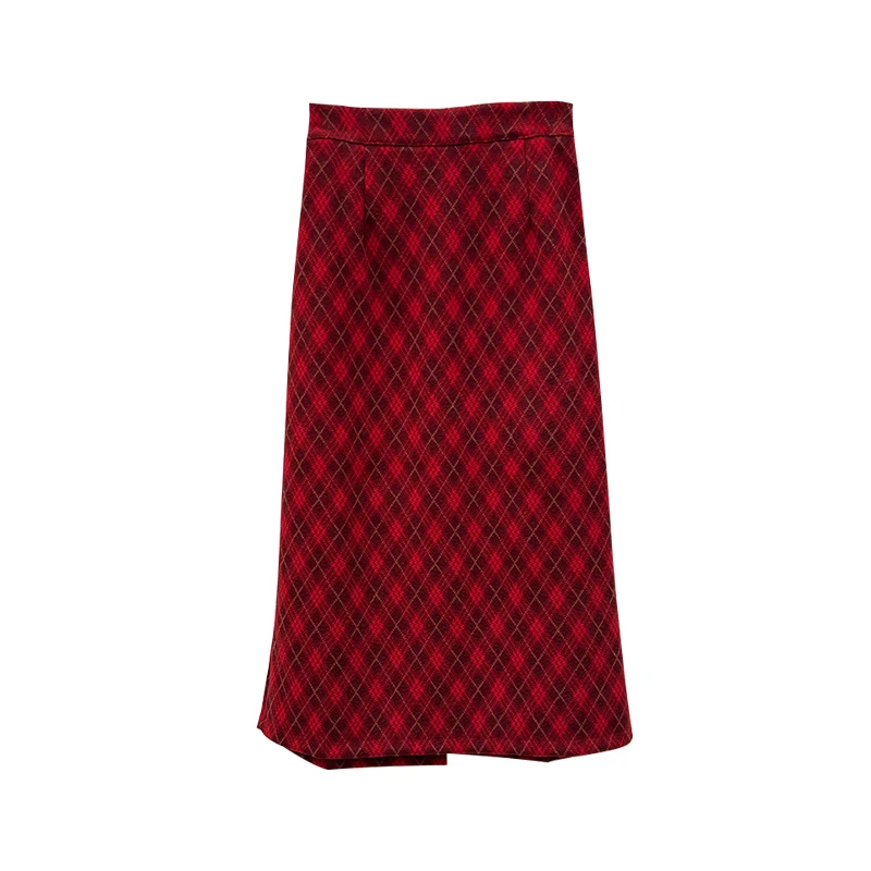 Plaid Print Skirts for Woman High Waist Long Skirt Woman Autumn and Winter Women's Skirts Streetwear A line Midi Skirt