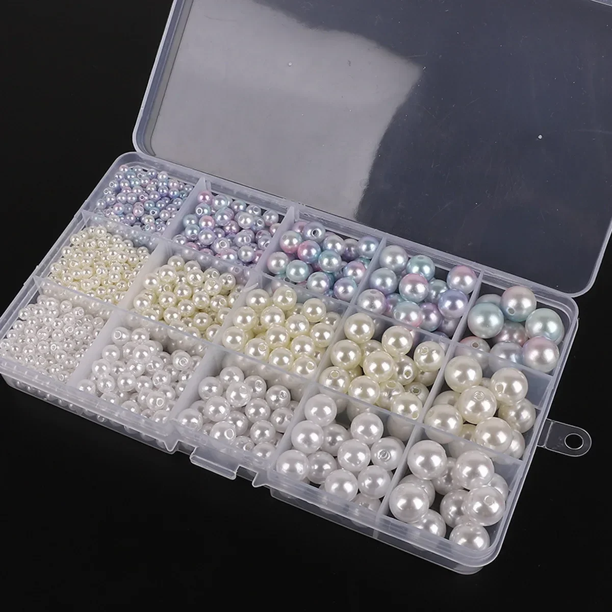 1320pc ABS Pearl Set Box In Beige Color Can Be Used To Make Earrings, Bracelets, Necklaces, Mobile Phone Chains, And Decorations