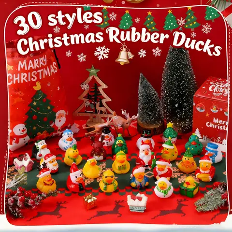 12-100pcs Christmas Rubber Ducks Bulk，Jeep Duckies Toys for for Kids Christmas Decor, Xmas Stocking Stuffers, Gift Exchange