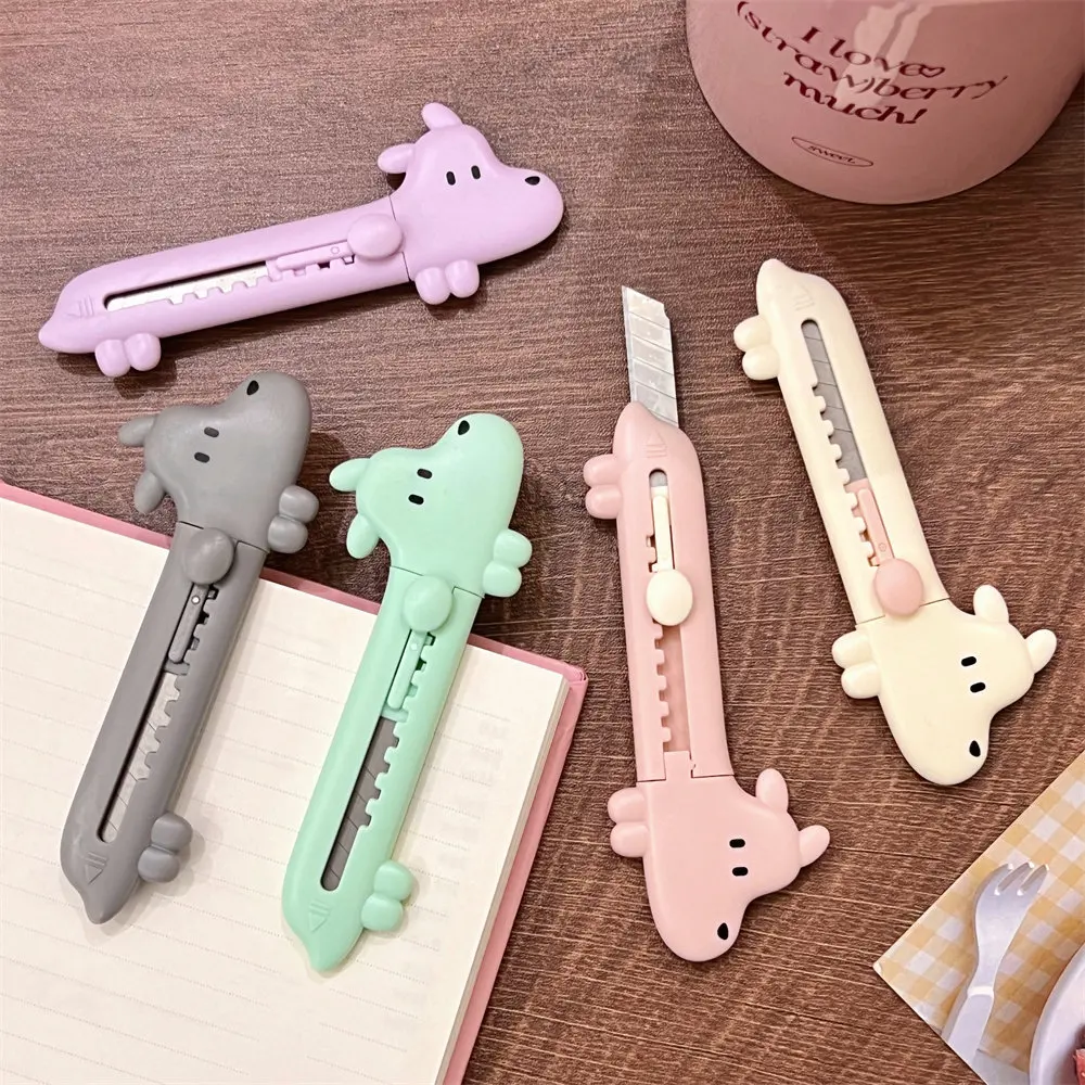 2 Pcs Cute Cartoon Puppy Art Knife Mini Small Size Unpacking Express Box Cutter Cutting Hand Account Paper Cutter