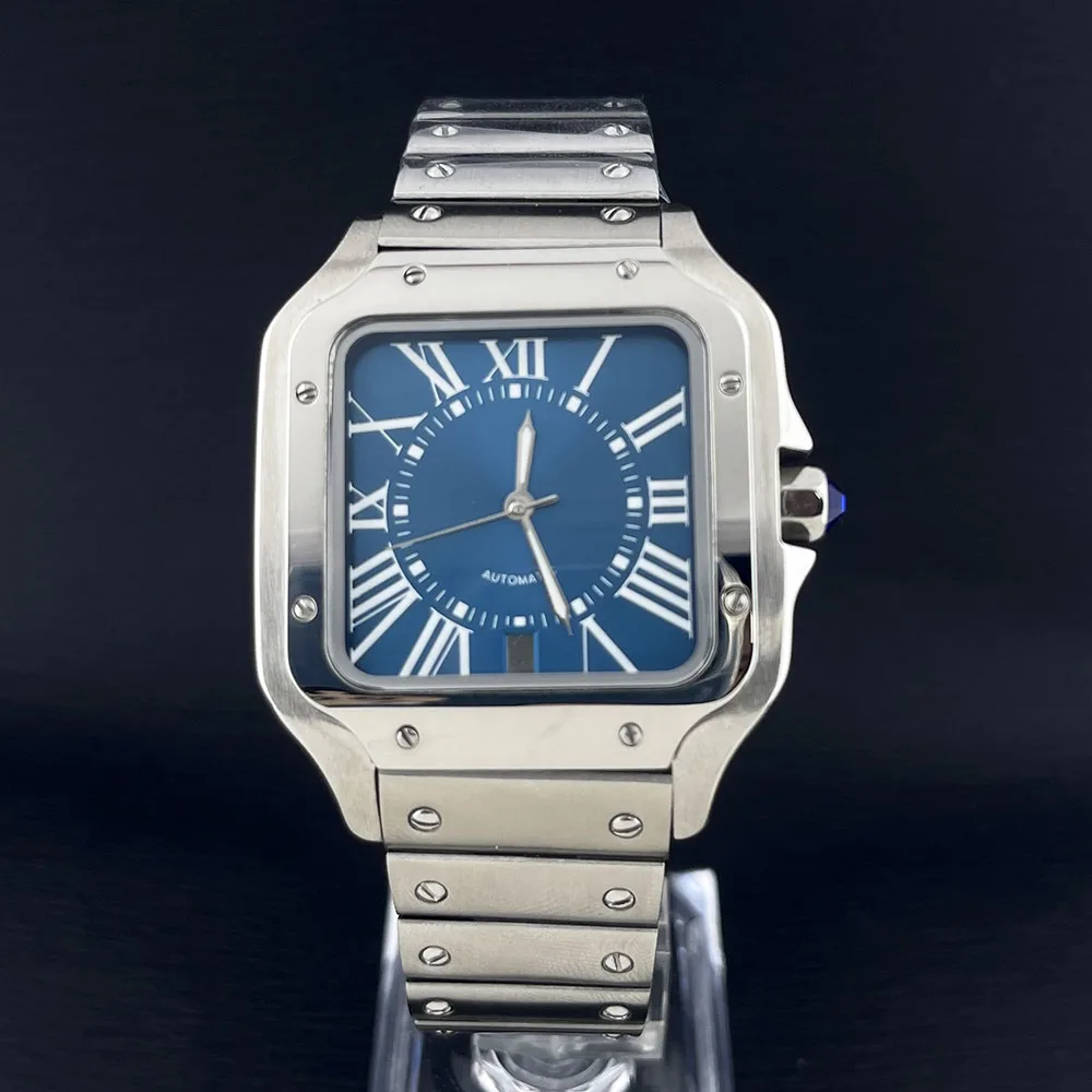Nuevo reloj NH35 para hombre, caja cuadrada, esfera romana, fecha a las 6 en punto, esfera adecuada para reloj con movimiento NH35