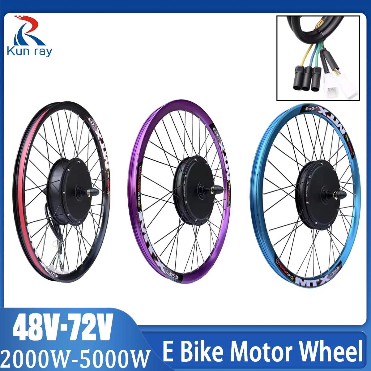 

48V52V 2000W Electric bike Motor Wheel Brushless Gearless Rear hub Motor Wheel 20-29inch 700C MTX39 Rim for E Bike Kit