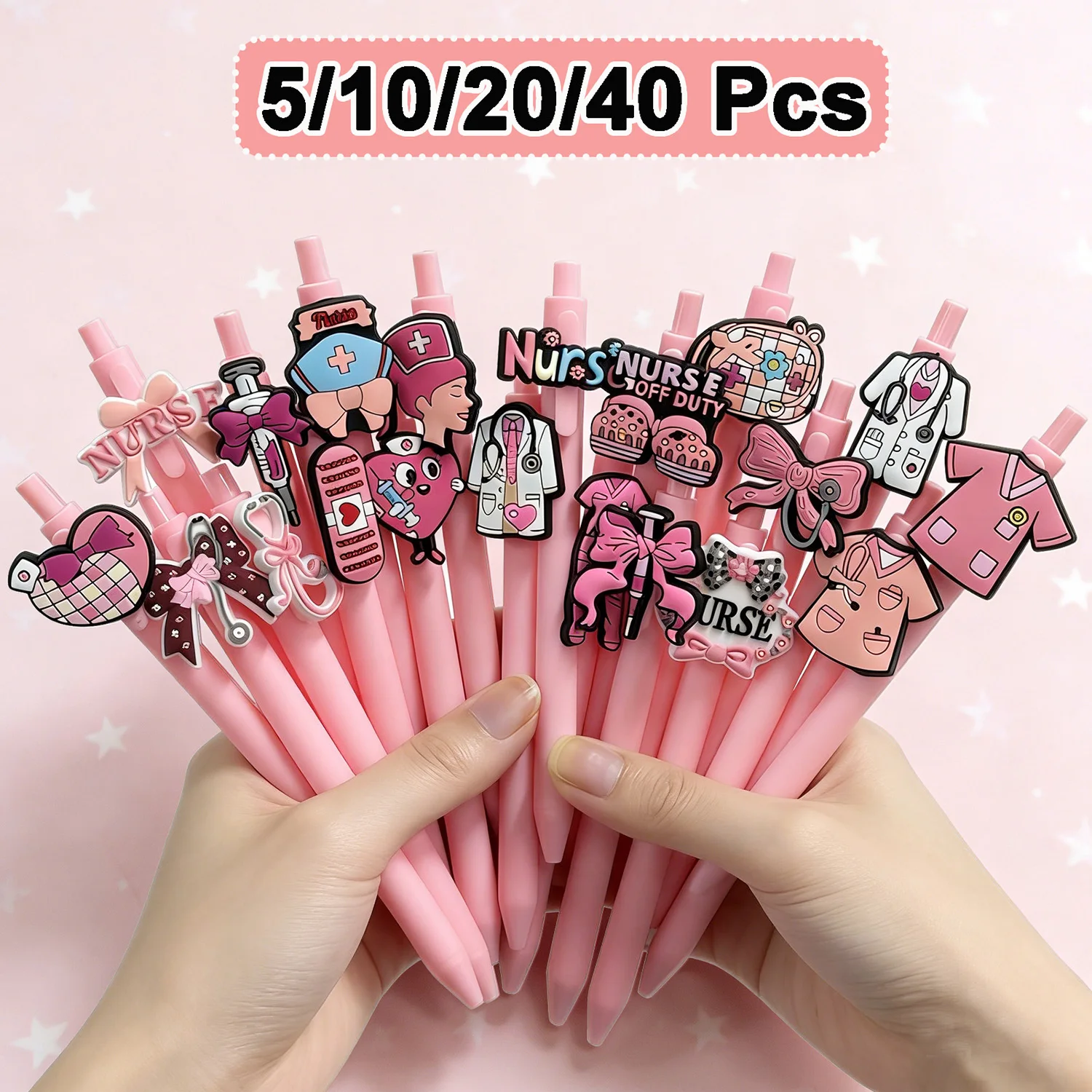 5/10/20/40 Piezas Bolígrafos de Gel Rosa Estilo Enfermera/Doctora para Escritura, Registro Médico, Día de la Enfermera, Regalo para la Escuela, Fiesta de Verano