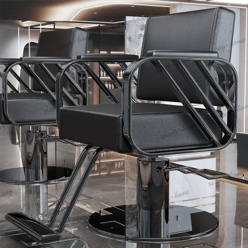LJY Hairdressing Commercial Barber Chair Classic Reclining Salon Chair Space Saving Contemporary Friseurstuhl Barbershop Furnitu