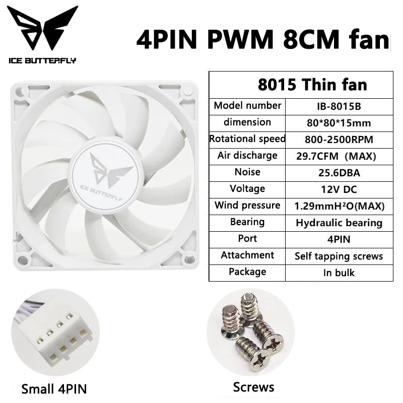 Ventilador de carcasa de refrigeración de CPU de ordenador, Control inteligente de temperatura, ventilador de radiador silencioso, cojinete hidráulico fluido, PWM, 8cm