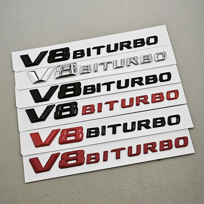 

Emblema 3D ABS Cromado Negro con Logotipo V8 BITURBO para Guardabarros de Coche, Accesorio para Mercedes C63