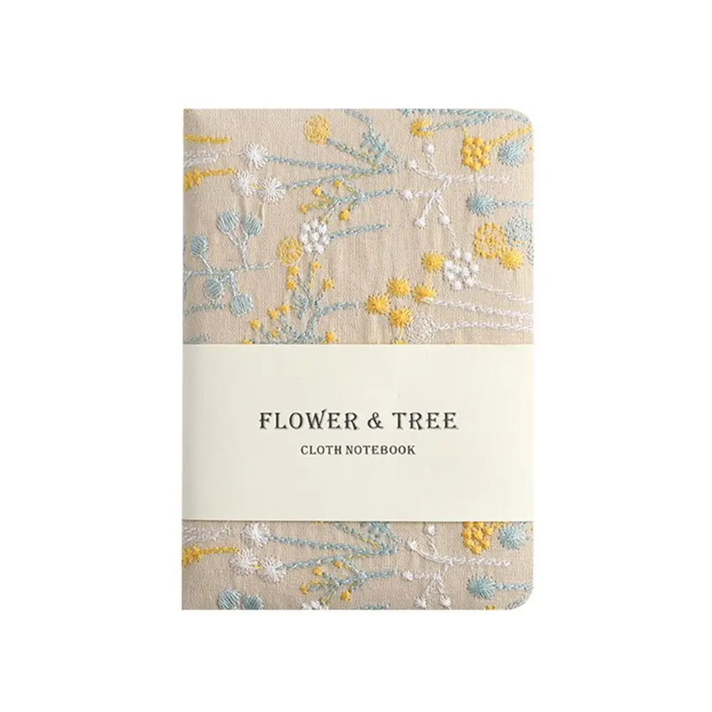 256 Pages Embroidered Pocket Notebook Ultra-Thick Fabric Cover Student Notepad Cotton Cloth Binding Multi-Purpose