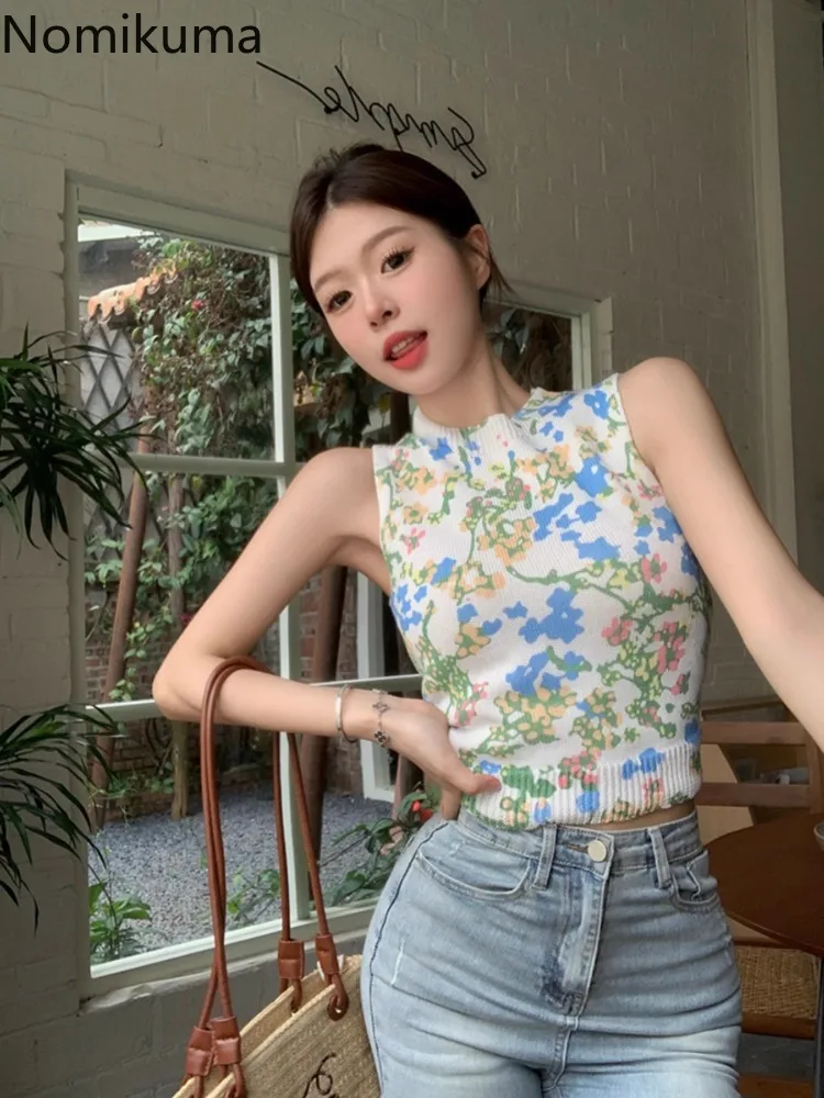 Floral Sweet Crop Tops Fashion Summer Camis Women Clothing Bandage Backless Sexy Camis Hollow Out Tunic Korean Y2k Tanks 27y264