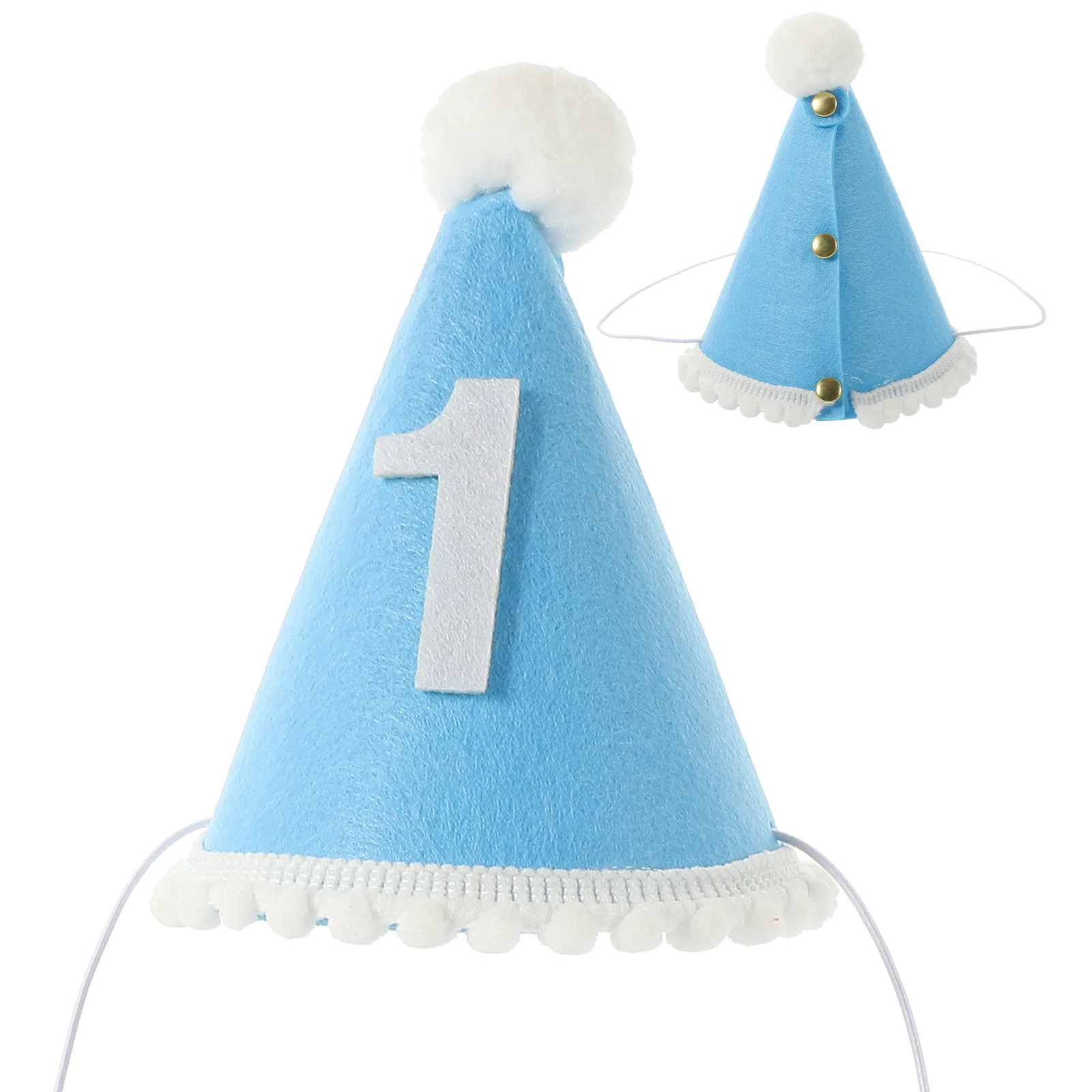 1st Birthday Hat First Headbands Kids Party Headwear Baby Photo Props Conical Cap Boy