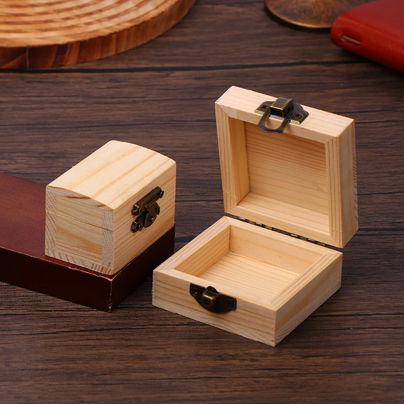 لم تنته سجل اللون صندوق ساعة خشبي لتقوم بها بنفسك خشب الصنوبر الكنز الصدر مع قفل المشبك يتوقف غطاء صندوق تخزين المجوهرات #3