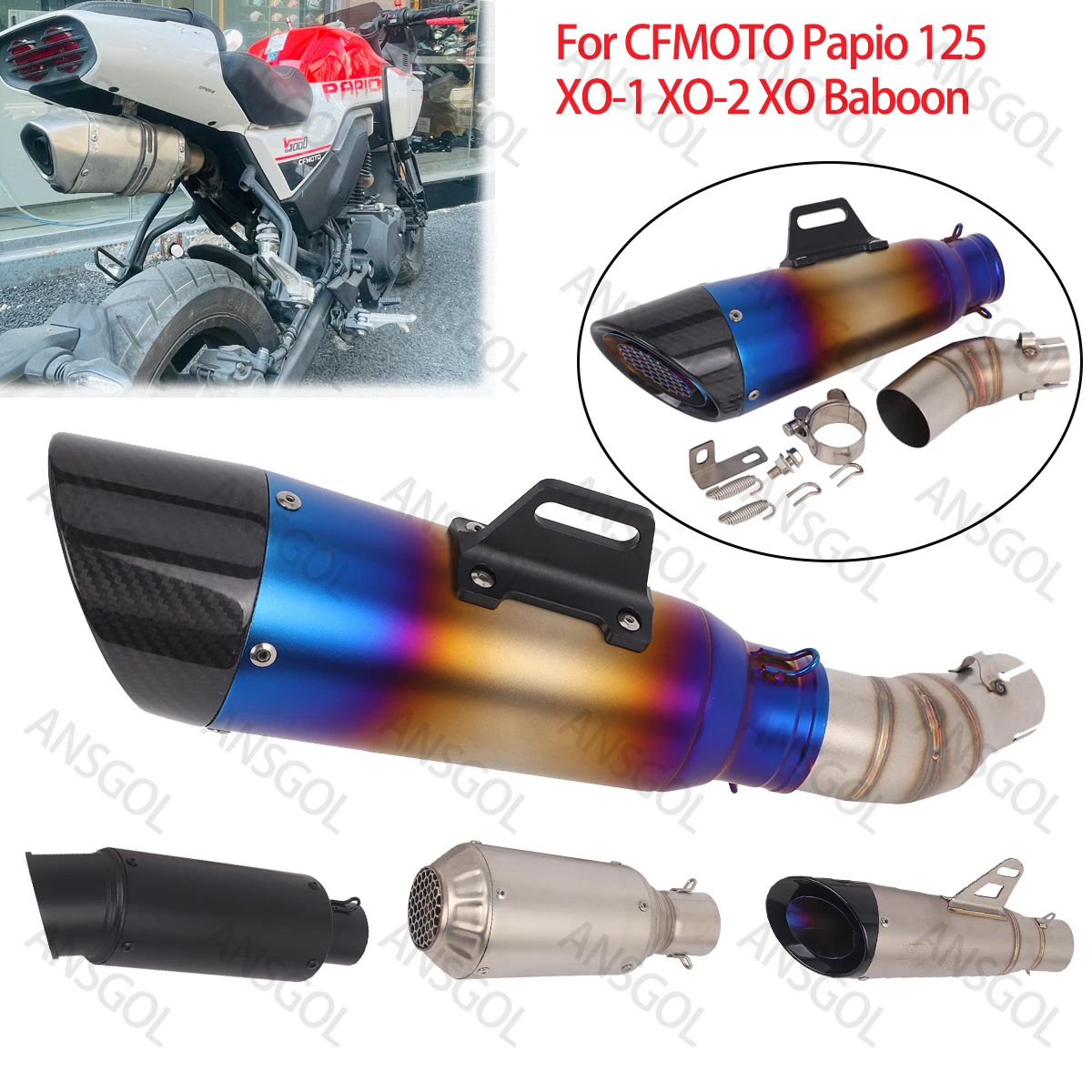

Накладка на среднюю выхлопную трубу для CFMOTO Papio 125 XO-1 XO-2 XO Baboon 2023 2024, система глушителя для мотоцикла, модификация трубы