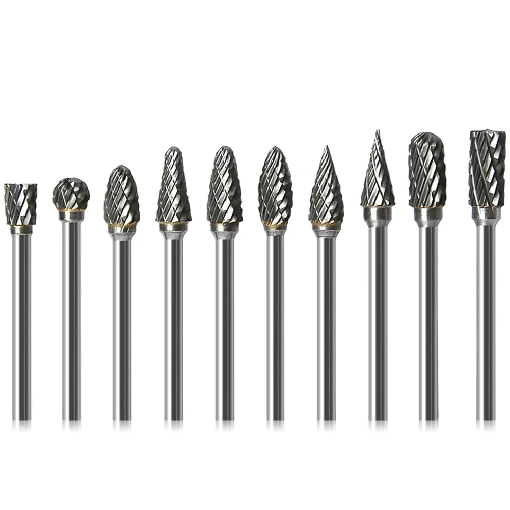 1 unidad de brocas rotativas de rebaba de carburo de tungsteno de 3x6mm, amoladora, brocas de tallado, fresa de doble corte, Mini herramientas de cabezal de molienda de taladro
