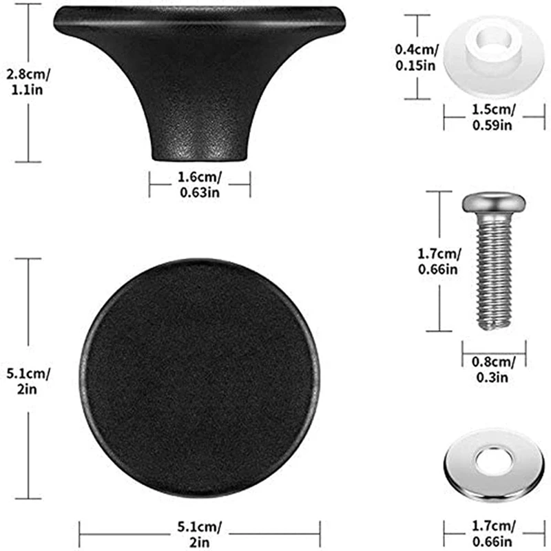 Botão holandês do forno para Le Creuset, Pot Lid Handle, Substituição de baquelite, 6 conjuntos