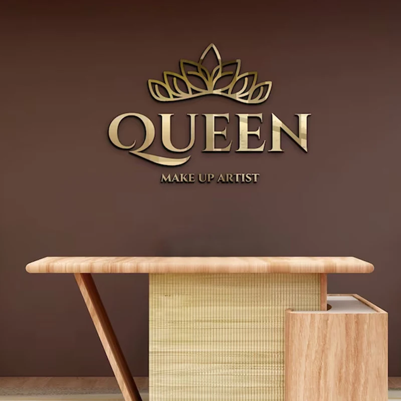 Letrero de negocios acrílico 3D, decoración de fondo de empresa personalizada, letrero de pared, salón de belleza, estudio de peluquería, señal