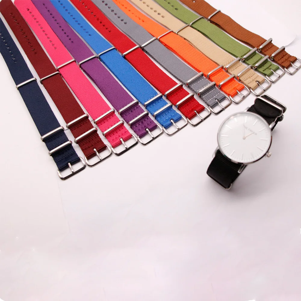 18Mm 20Mm 22Mm 24Mm Watch Bracelet Style Wristband Durable Nylon Striped Strap Compatible with Sport Casual Watch Band