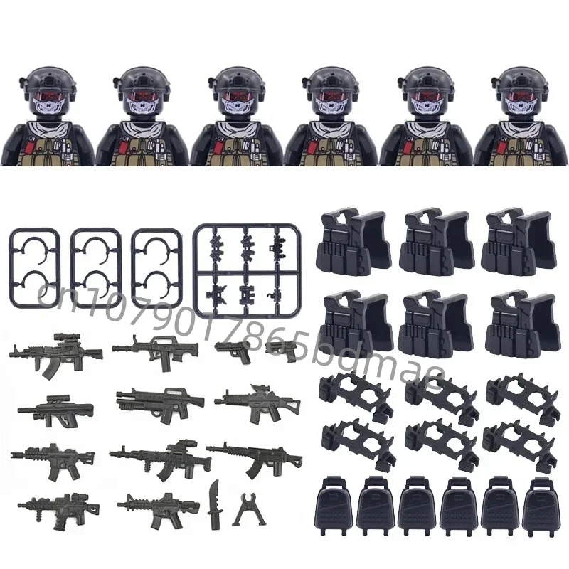 Figurines de soldats de l\'armée des forces spéciales SWAT mesurost Commando, blocs de construction d\'armes militaires de police, jouet pour enfants,