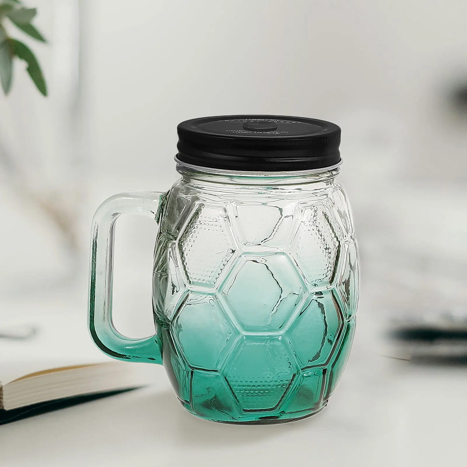 

3Sets Premium Glass Juice Bottle Set with Ergonomic Gradient Handle Lid Straw for Office Home Use Beverage Storage Coffee Tea