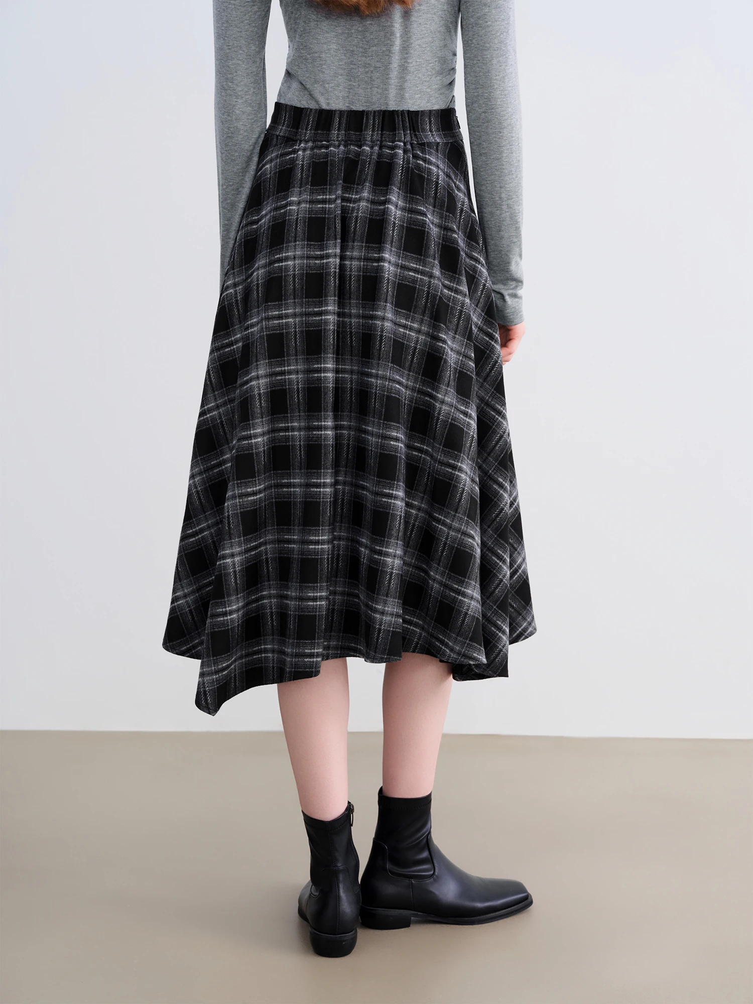 ZIQIAO Women's Retro A-Line Midi Skirt Winter 2025