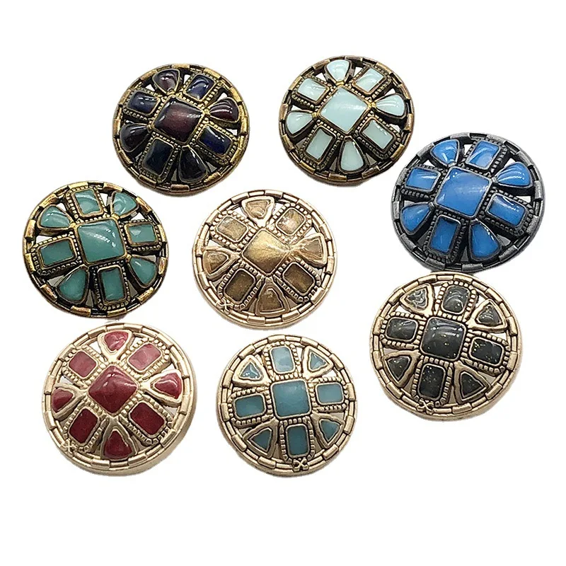 Vintage Buttons Decorative For Crafts Metal Diy Supply 18/23/25mm Round Sewing Accessories Retro Clothing Items 10pcs Wholesale