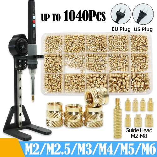 Imagen 1 del producto Juego de calor, herramienta de impresión 3d de plástico M2 M3 M4 M5 M6, tuerca de inserción roscada, punta de soldador, tuercas de fusión en caliente de cobre integradas