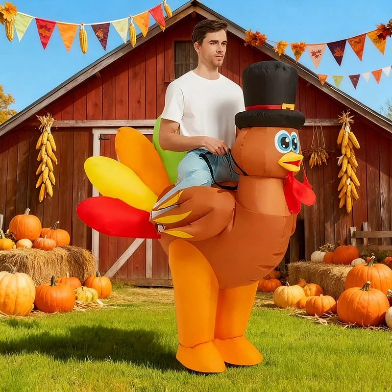 

Inflatable Turkey Rider Costume adult Funny Cosplay Outfit for Parade Party Thanksgiving Theme party Performance costume Props