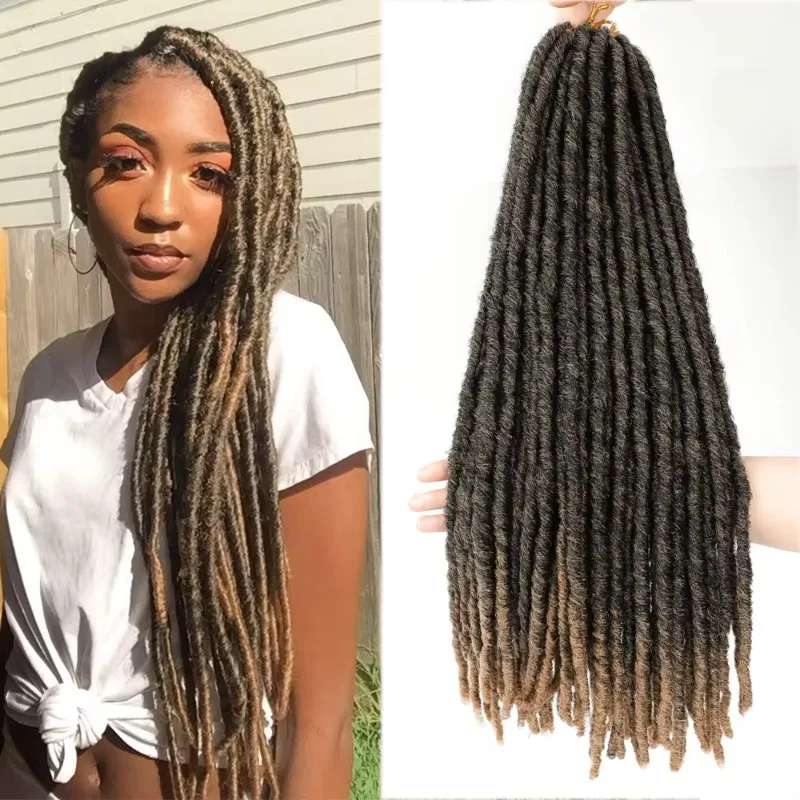 

24 Inch Synthetic Dreadlock Extensions 5 Strands Hippie Dreads Ombre Color Dreadlocks Ombre Brown Color Soft Straight Faux Locs