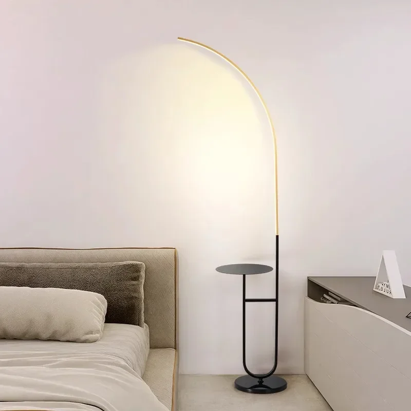 New Nordic Living Room Led Floor Lamp Storage Rack Integrated Bedroom Study Reading Light Minimalist Creative Fishing Lighting