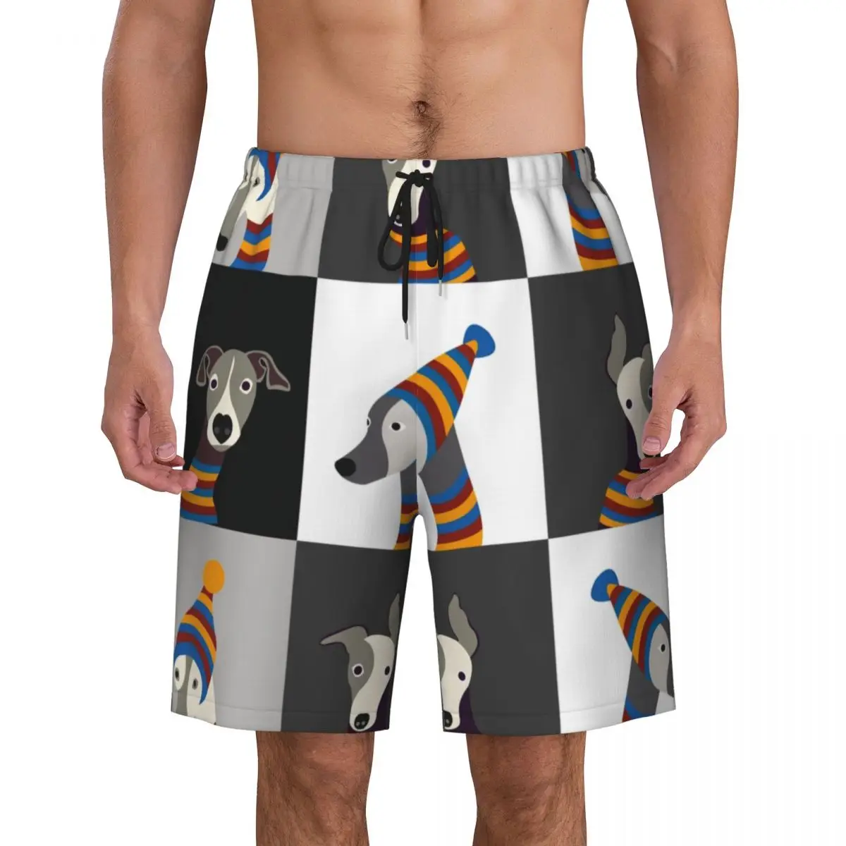 Lustige Cartoon Windhund Whippet Hund Männer Badehose Bade bekleidung schnell trocknen Strand Board Shorts Windhund Hund Schwimmen Boards horts