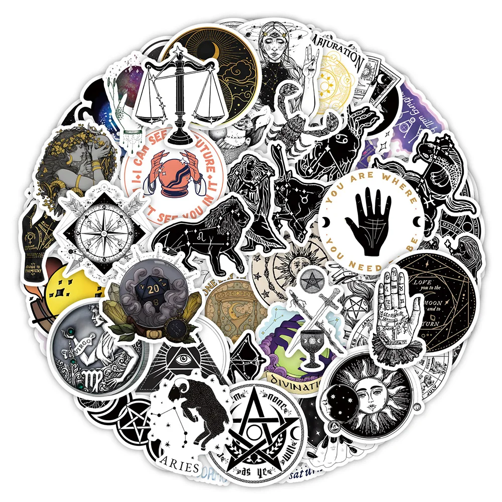 10/30/50pcs Gothic Moon Divination Astrology Graffiti Stickers Decals Laptop Phonoe Bike Car Motorcycle Cool Waterproof Sticker