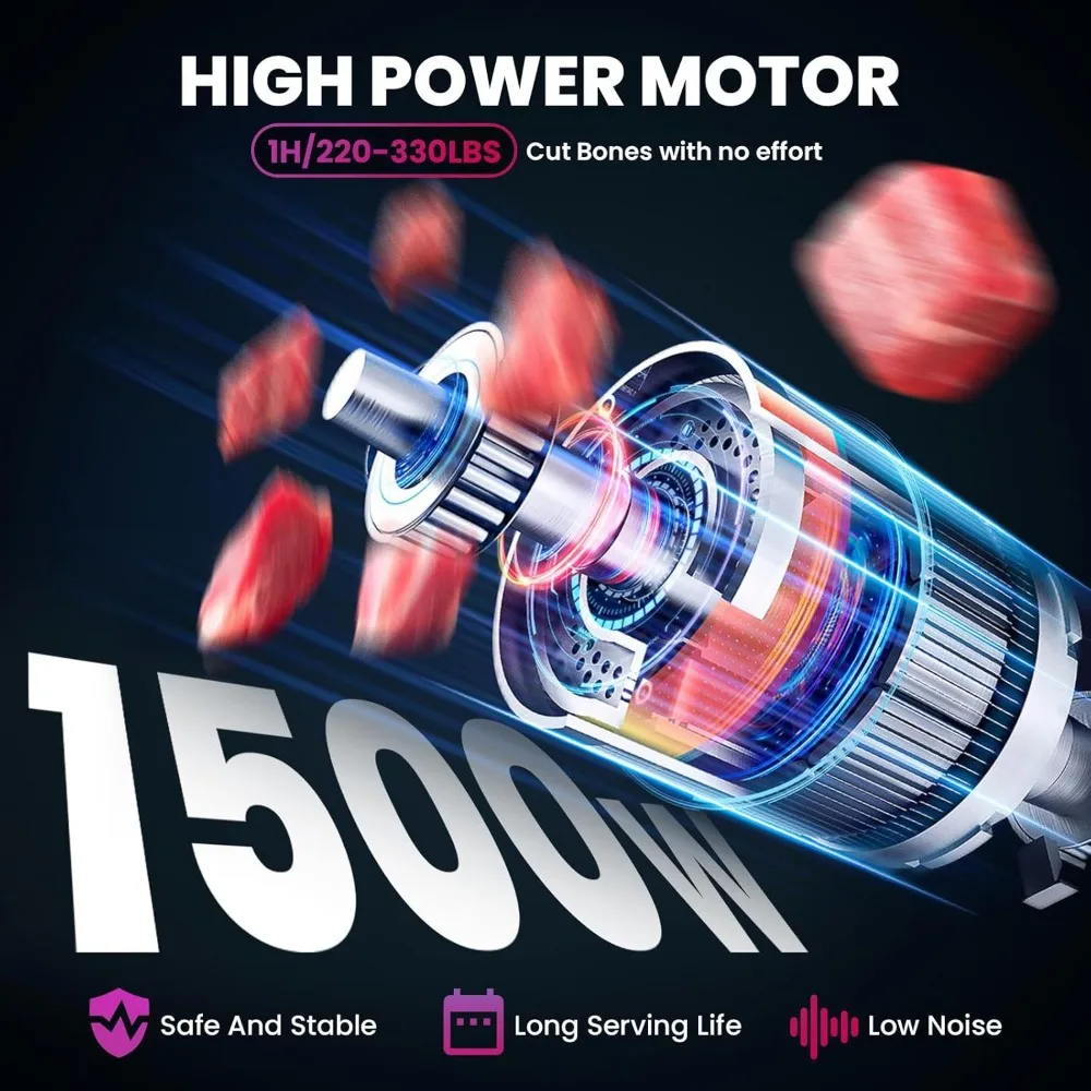 Gergaji Tulang Daging Listrik Baja Tahan Karat Kelas Komersial, Daya 1500W, Ketebalan Pemotongan 0.8-7.1 Inci, Ideal untuk Pemotongan Daging dan H