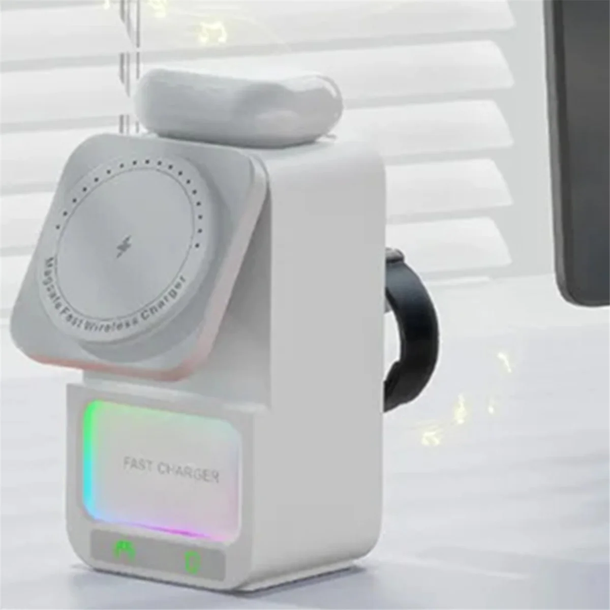 【x10a】15w-5-in-1-charger-magnetic-night-lights-bluetooth-speaker-for-fast-charging-dock-station-black