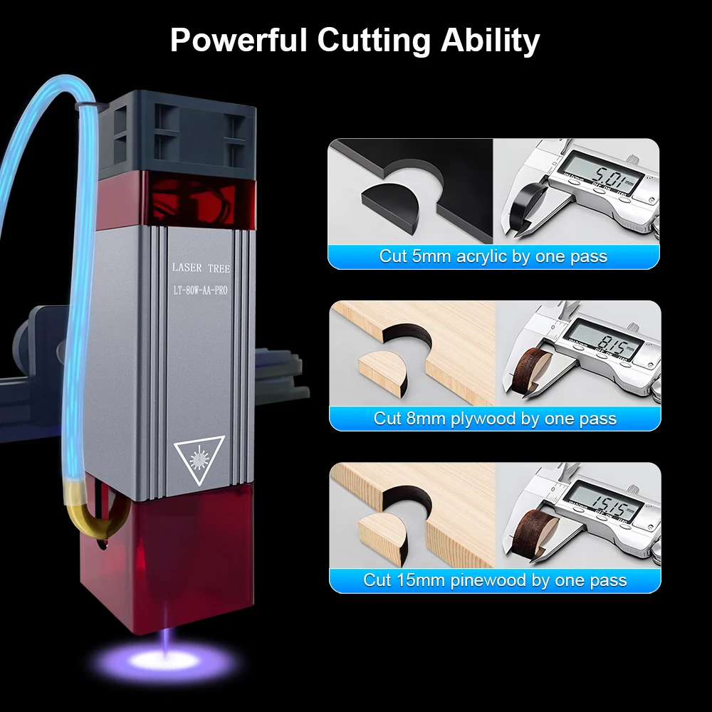 Imagem -03 - Laser Tree-cabeças de Ferramentas de Gravação a Laser com Air Assist Luz Azul Módulo Ttl para Cortador a Laser Cnc Ferramentas Faça Você Mesmo para Madeira 10w