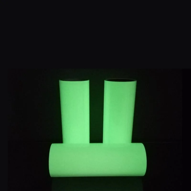 22cm*1m 6-8 Hours Storage Traffic Safety Sign Luminescent Film PVC/PET Night Glowing Self-adhesive Film Decorative Sticker