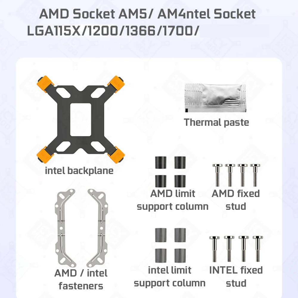 Chłodzony powietrzem radiator procesora z 6 rurkami grzewczymi, prędkość 2000 obr./min, szum 25 dBA, przepływ powietrza 72,15 cmFM, wentylator 120 mm, kompatybilny z lokalizacją pamięci
