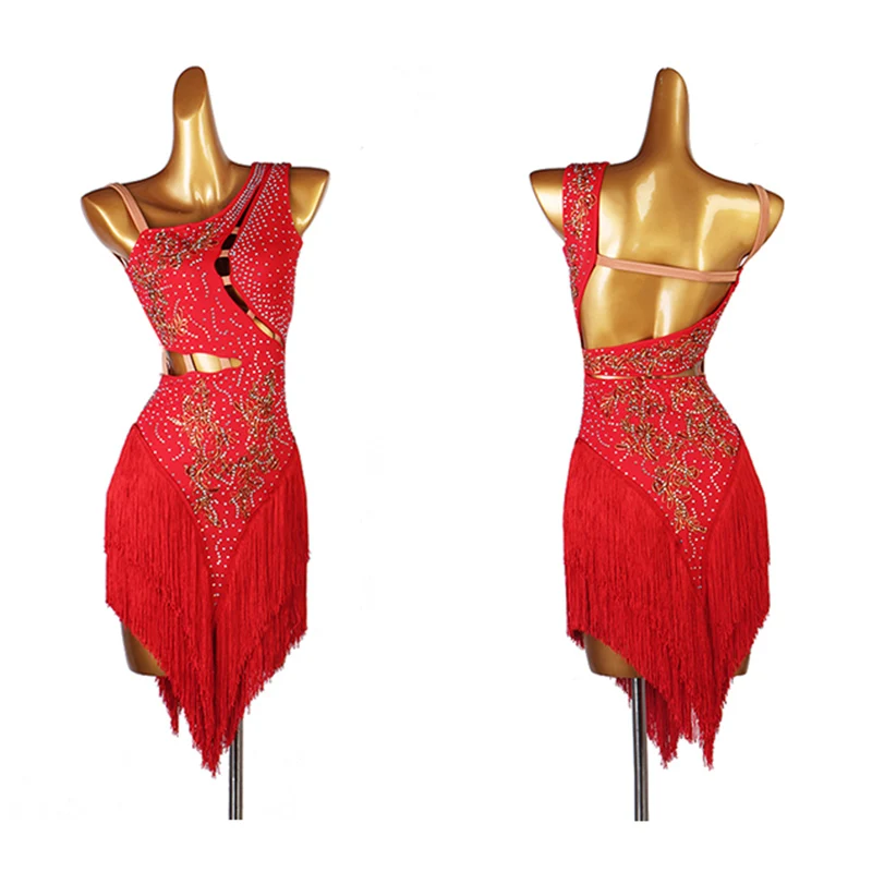 Latein-Tanzkleid für Damen, Quaste, Ballsaal, Wettbewerbskleid, Rumba, Salsa, Tanzkleidung
