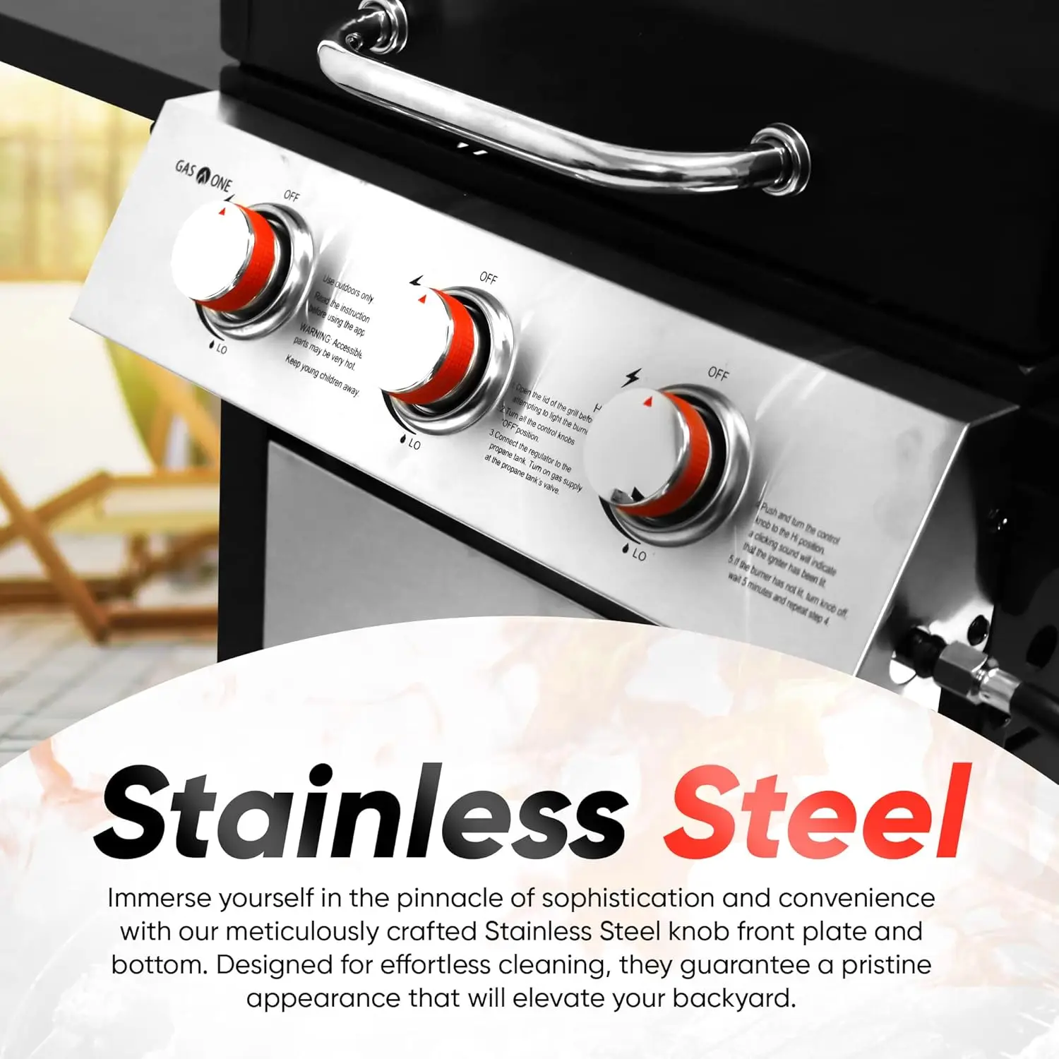 One 3 Burner Stainless Steel– Outdoor Cabinet Style with Wheels-High-Temperature Paint Coating Gas