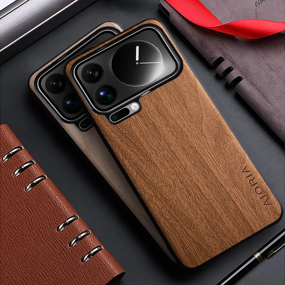 حافظة لهاتف شاومي 17 برو ماكس 15 14 13 12 12S 11 برو الترا لايت فوندا خشب الخيزران نمط أغطية جلد لهاتف شاومي 17 برو ماكس #1