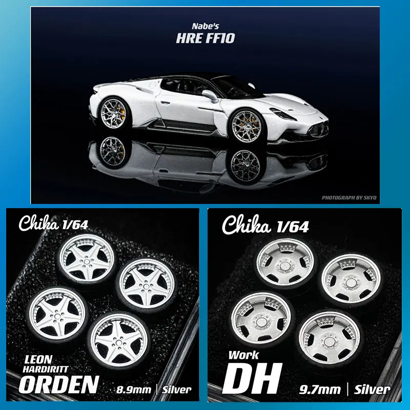 

1/64 Car Modified Wheel Hub Chika LHR-M/FF10/DH/Orden/RS Resin Wheels 8.9/9.7/10.5mm Rubber Tires Suitable for 1:64 Model Cars