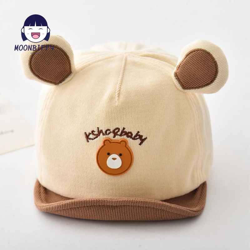 Boné de beisebol infantil, urso bonito, viseiras de sol ao ar livre, chapéu de criança repicado, algodão, gorro infantil, 6-18m