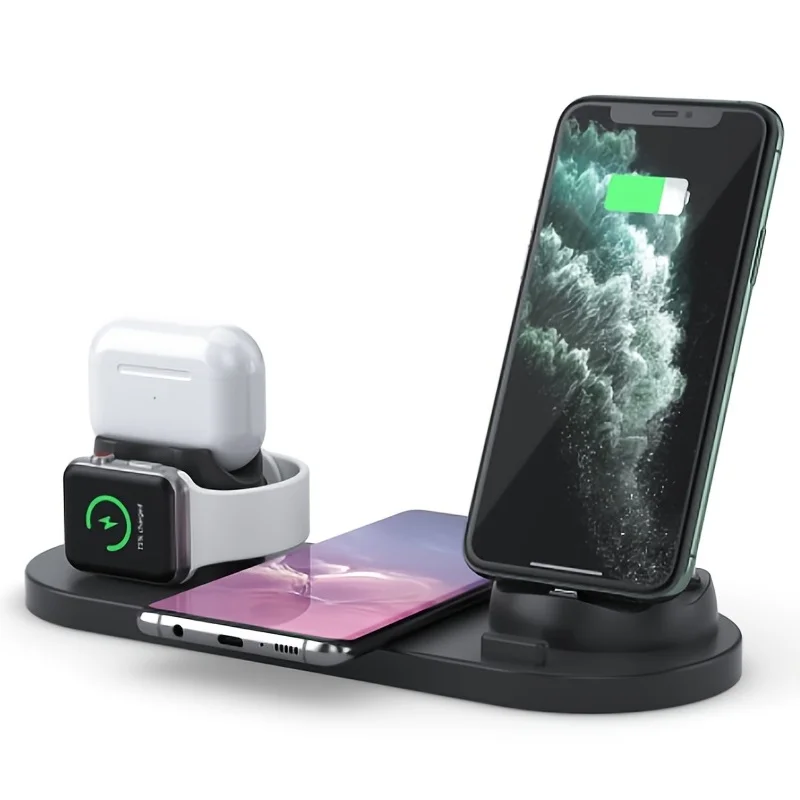 Wireless Charging Stand Station with Type-C Compatibility for iPhone 14 13 12 11 Pro Max and Samsung Xiaomi - 5 in 1 Multi-funct