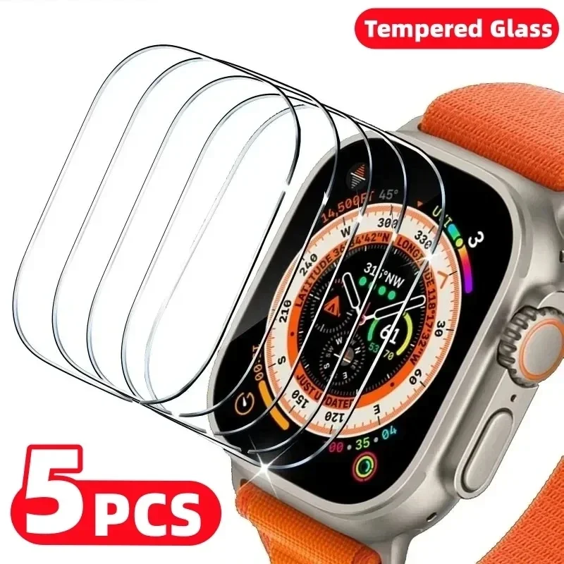 5Pcs Screen Protector For Apple Watch Ultra 49mm Accessories Anti-Scratch Waterproof Tempered Glass HD Film iWatch Ultra 49 mm