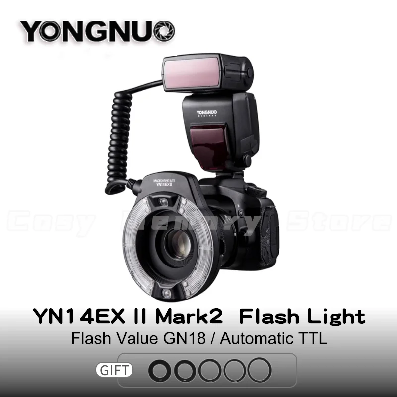 

YONGNUO YN14 EX YN14EX II LED Macro Ring Flash Speedlite Light Canon EOS 1Dx 5D3 6D 7D 70D 80D Cameras Or Sony Camera