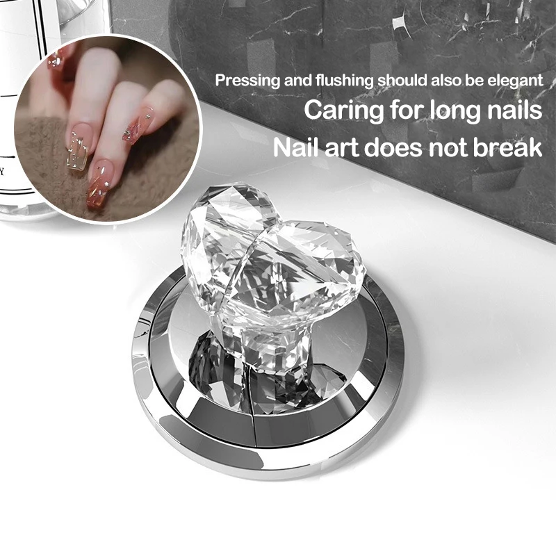 (Ce14)Transparent Heart Shaped Toilet Press Creative Multi Functional Toilet Toilet Tank Button Flushing Lifting Cap Assistant