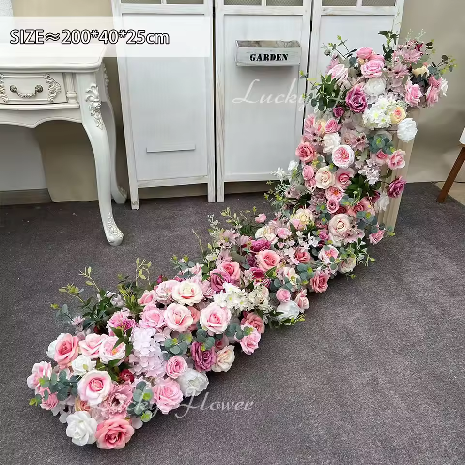 2m Luxury Artificial Flowers Wedding Decoration Table Long Runner Flower Row Floral Backdrop Arrangement Wall Arch Decor - AliExpress 