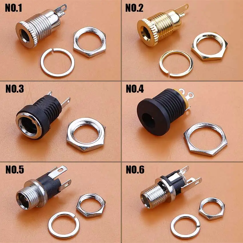 2Pcs 5.5*2.1mm 5.5*2.5mm DC Power Female Jack Socket Nut Panel Mount Connector DC 5521 5525 Electrical Connectors