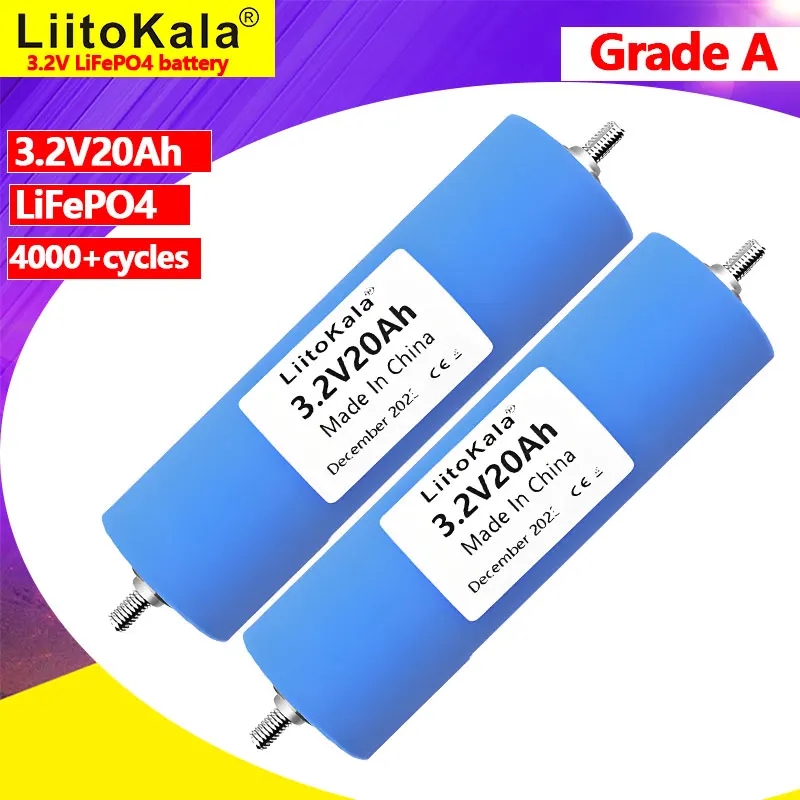 1-6PCS LiitoKala 3.2V 20Ah LiFePO4 Battery Phosphate Cell for 4S 12V 24V RV Motorcycle Car Motor Modification Inverter Grade A