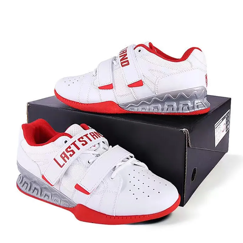 

LASTSTAND Men Women Weight Training Shoes Red White Squat Shoes Weightlifting Sports Shoes Training Competition Sneakers